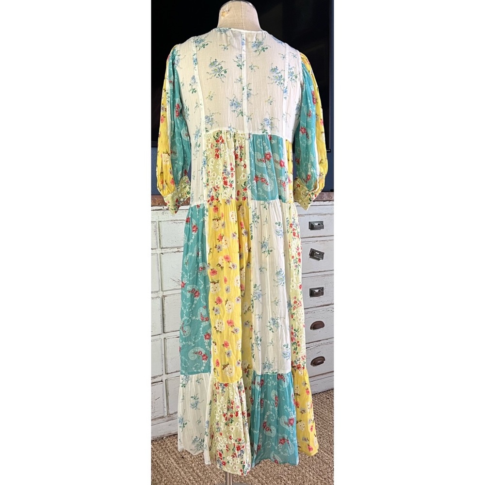 Loveshackfancy Bex Patchwork Midi Dress Xs - image 7